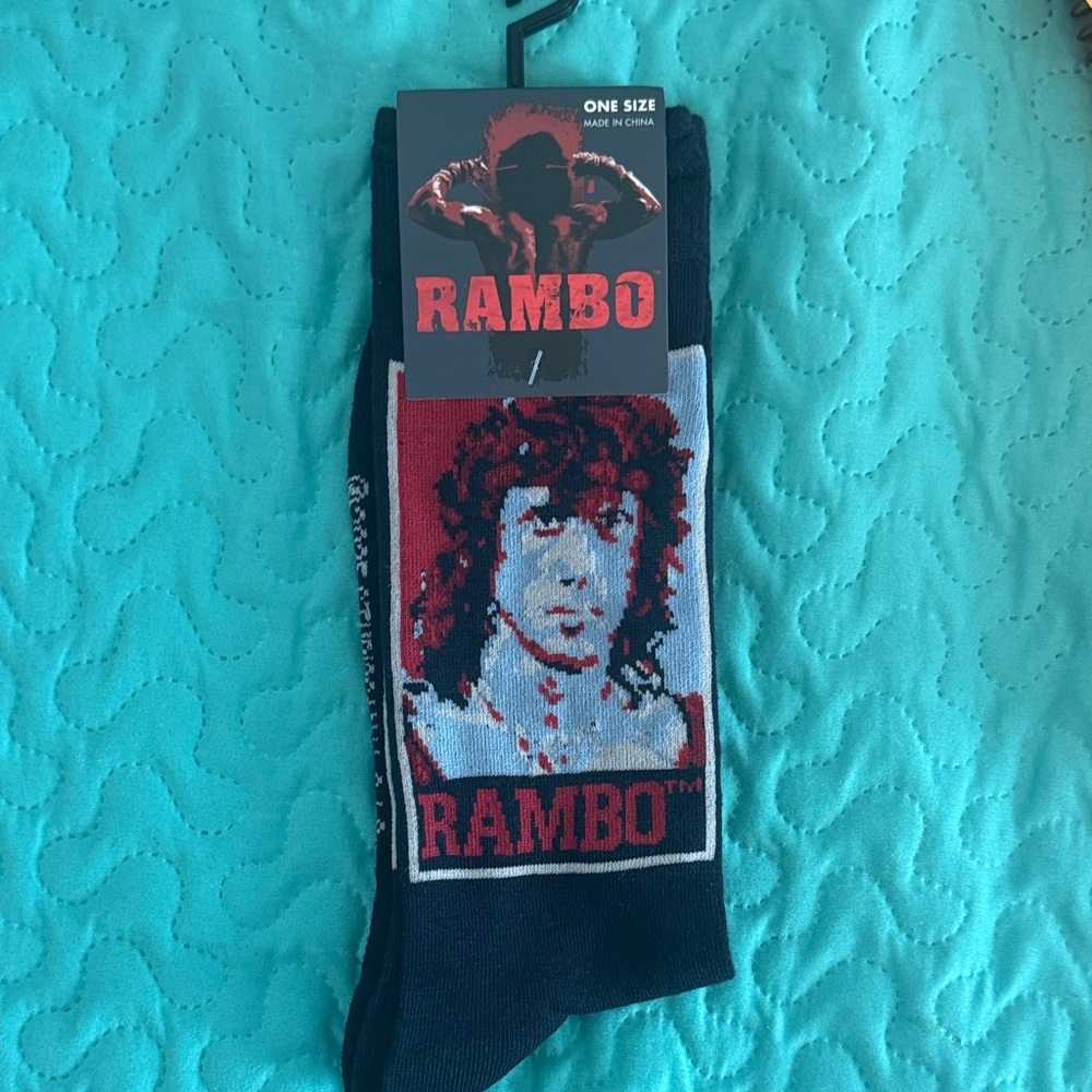 Rambo Graphic Socks - Red & Black Unisex